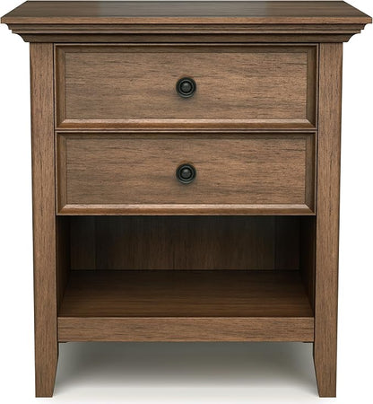 SIMPLIHOME Amherst SOLID WOOD 24 inch Wide Transitional Bedside Nightstand Table in Rustic Natural Aged Brown, for the Living Room and Bedroom