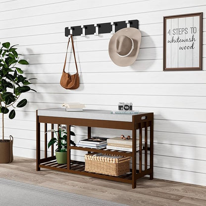 3-Tier Bamboo Shoe Rack Bench, Shoe Storage Organizer Bench, Entryway Benchs, Shoes Rack for Front Door Entrance, Entryway Bathroom Bedroom