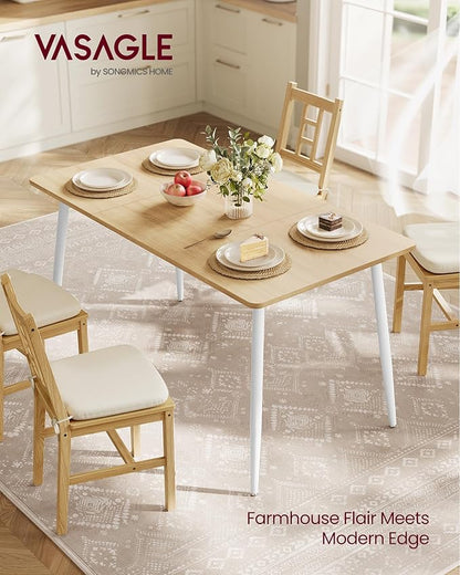 VASAGLE Dining Table, Dining Room Table for 4-6 People, Modern Farmhouse, for Kitchen, Quick Assembly, Heat-Resistant Surface, 29.5 x 55.1 x 29.5 Inches, Golden Oak and Cloud White UKDT100N01V2