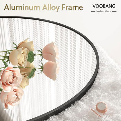 Round Mirror 36" Black Wall Mounted Circle Mirrors Vanity Mirror with Aluminum Alloy Frame Modern Decoration for Bathroom, Living Room, Vanity, Bedroom, Entryway