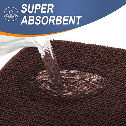 OLANLY Thick Memory Foam Bath Mat Rug 70x24, Extra Soft Absorbent Bathroom Rug, Quick Dry Bath Mats, Non-Slip, Machine Washable Carpet for Bathroom, Tub and Shower, Home Decor Accessories, Brown