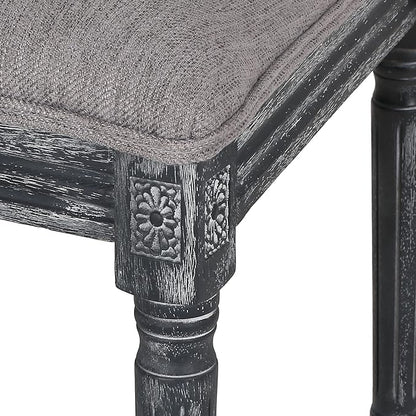 Christopher Knight Home Regina French Country Dining Chairs Set of 2, Wooden Dining Room Chair, High Back Kitchen Side Chair, Fabric Upholstered Armless Extra Seat, Gray