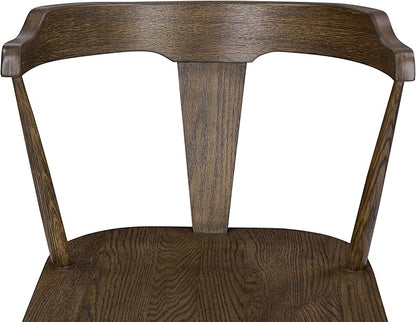 Poly & BARK Mid Century Modern Enzo Tundra Brown Dining Chair 2.0 – Solid Oak Wood Splat Back Chair, 18" Seat Height, 32" Tall – Stylish MCM Kitchen & Dining Room Chair