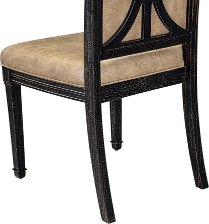 LKAM9-SBB-28 9-Piece Kitchen Table Set Consists of a Dining Table and 8 Beige Polyester Fabric Dining Chairs with High Back - Sand Blasting Black Finish