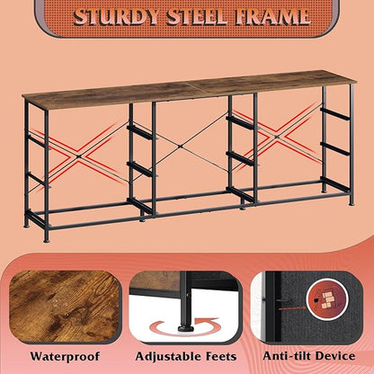 WLIVE 63''W Dresser for Bedroom, Dresser TV Stand for 65, 70, 75 inch TV, Wide Chest of Drawers with 9 Drawer, Large Entertainment Center, Fabric Dressers with Wood Top for Living Room, Rustic Brown