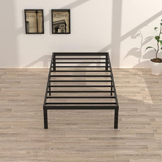 Twin XL Bed Frame No Box Spring Needed, 14 Inch Heavy Duty Metal Platform Bed Frame Twin XL Size with Storage, 2500lbs Steel Slats Support, Easy Assembly, Black