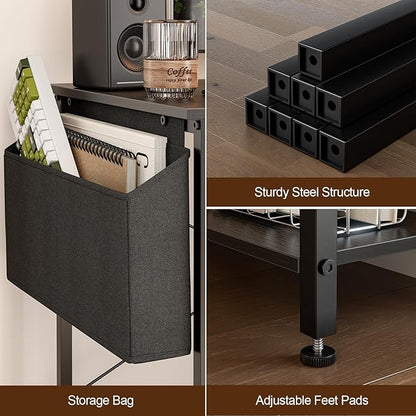 40 Inch L Shaped Computer Desk with Reversible Storage Shelves, Home Office Corner Desk Study Writing Table with Hutch, Study, Black