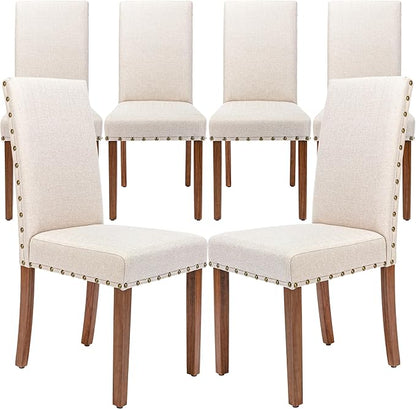 Parsons Kitchen Dining Chair Set Room Modern Upholstered Stylish Fabric High Back with Bronze Nailhead Trim