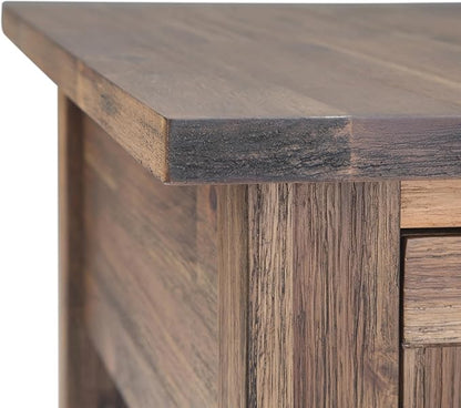 SIMPLIHOME Monroe SOLID ACACIA WOOD 14 inch Wide Rectangle Rustic Narrow Side Table in Rustic Natural Aged Brown for the Living Room and Bedroom