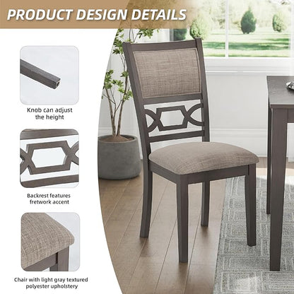 Signature Design by Ashley Wrenning Modern Diamond Patterned Dining Table with 4 Upholstered Chairs and Bench, Set of 6, Gray & Light Gray