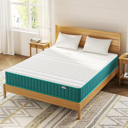 Firm Queen Mattress, 10 Inch Cooling-Gel Memory Foam & Pocket Spring Hybrid Mattress,Firm Feel,Queen Bed Mattress in a Box, CertiPUR-US Certified, Queen Size Mattress