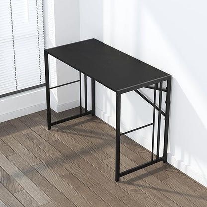 Folding Desk 40 inch Writing Gaming Computer Camping Desk, No Assembly Required Home Office Table, Black