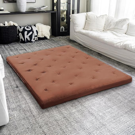 ZonLi Japanese Floor Futon Mattress Twin Size 39"x 80",100% Cotton Cover 4'' Thicken Tatami Mattress,Foldable Sleeping Pad,Portable Dormitory Tatami Mat,Roll Up Floor Lounger Bed for Adult
