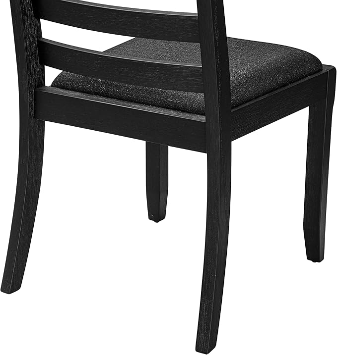 East West Furniture LGX17-BLK-24 -7 Piece Dining Set Includes a Rectangular Kitchen Table with Black Tabletop and 6 Stackable Polyester Fabric Chairs, Black