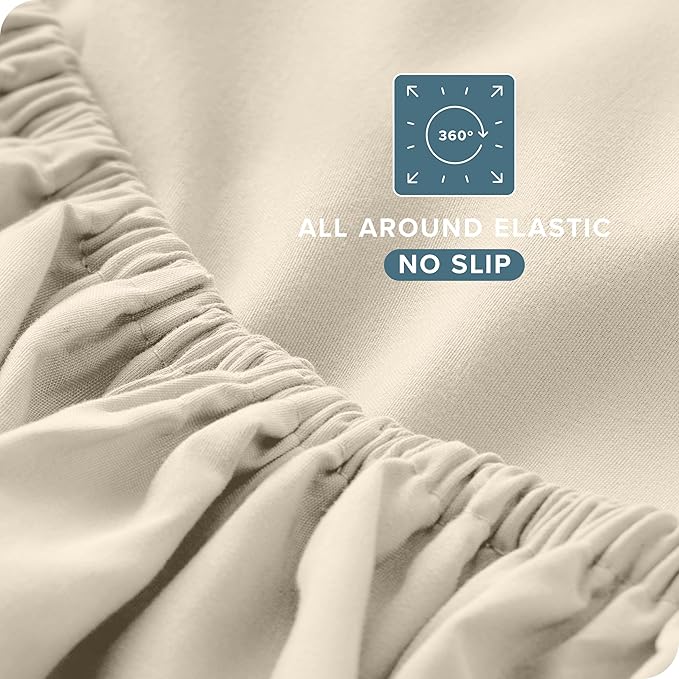 Bare Home Queen Sheet Set - Luxury 1800 Ultra-Soft Microfiber Bed Sheets - Double Brushed - Deep Pockets - Easy Fit - 4 Piece Set - Bedding Sheets & Pillowcases (Queen, Sand)