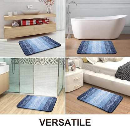 OLANLY Luxury Toilet Rugs U-Shaped 24x20, Extra Soft and Absorbent Microfiber Bathroom Rugs, Non-Slip Plush Shaggy Bath Mat, Machine Wash Dry, Contour Bathroom Mats for Toilet Base, Navy