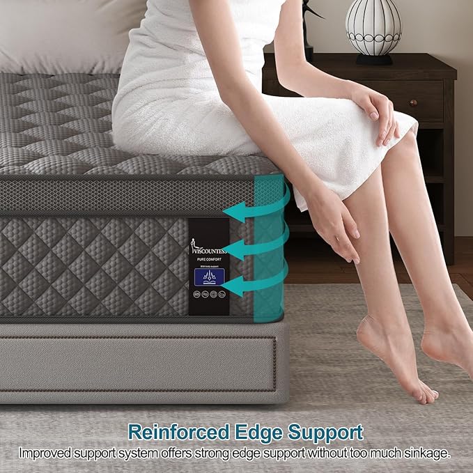 King Mattress, 10 Inch Hybrid Mattresses Grey Medium Firm for Back & Lumbar Support, 100 Night Trial, Individual Pocket Spring Mattresses for Motion Isolation & Pressure Relief