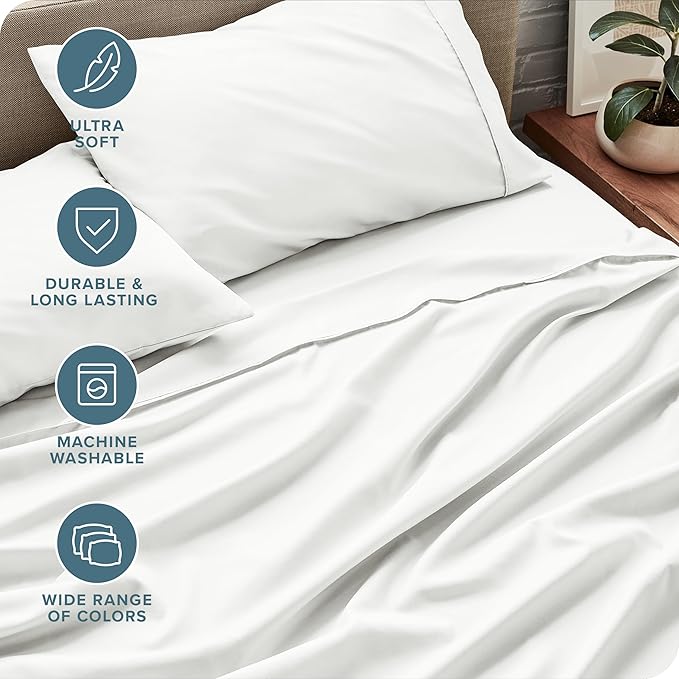 Bare Home California King Sheet Set - 1800 Ultra-Soft Microfiber Cal King Bed Sheets - Double Brushed - Deep Pockets - Easy Fit - 4 Piece Set - Bed Sheets (California King, Cream)