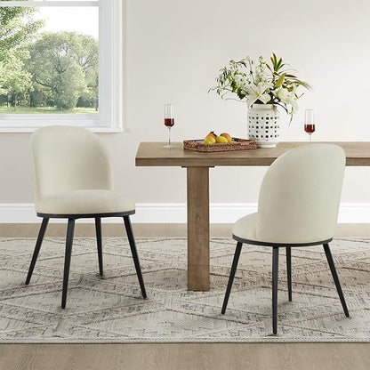 Dining Chairs Set of 4, Fabric Upholstered Dining Room Chairs with Ergonomic Backrest & Metal Legs, Modern Kitchen Side Chairs for Home, Restaurant, and Café, Sand, 2 Boxs