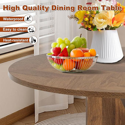 Round Dining Table for 4, 39 Inch Small Dinner Table Farmhouse Wooden Circle Kitchen Tables with Cross Base for Dining Room, Kitchen, Living Room, Brown