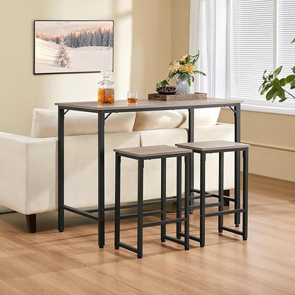 Yaheetech 3 Piece Dining Table Set, 47.5" Industrial Pub Table Set, Counter Height Kitchen Table with Bar Stools Set of 2, for Small Space, Apartment