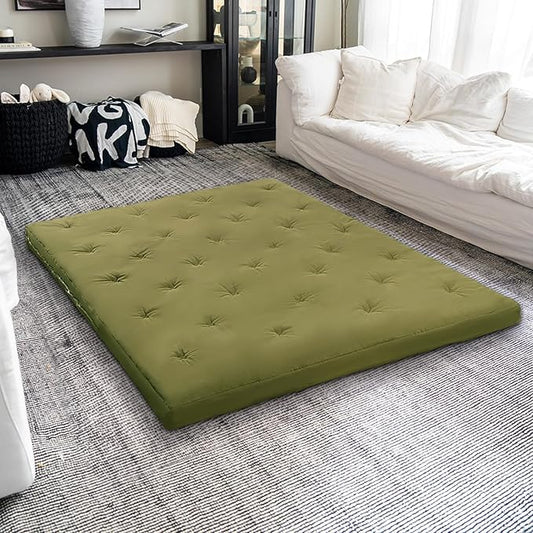 ZonLi Japanese Floor Futon Mattress Twin Size 39"x 80",100% Cotton Cover 4'' Thicken Tatami Mattress,Foldable Sleeping Pad,Portable Dormitory Tatami Mat,Roll Up Floor Lounger Bed for Adult