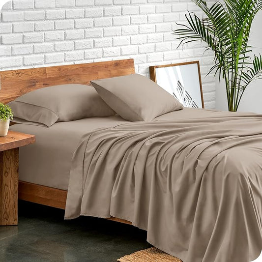 Bare Home Twin XL Sheet Set - 1800 Ultra-Soft Microfiber Twin Extra Long Sheets - Double Brushed - Deep Pockets - Easy Fit - Extra Soft - 3 Piece Set - Bed Sheets & Pillowcases (Twin XL, Pebble)
