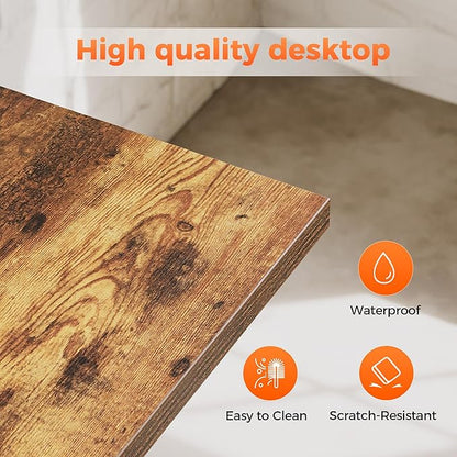 Small L Shaped Computer Desk with Power Outlets, Gaming Desk for Small Spaces, Corner Desk with Reversible Storage Shelves, Study Writing Table for Home Office (Socket, Rustic Brown, 40 inch)