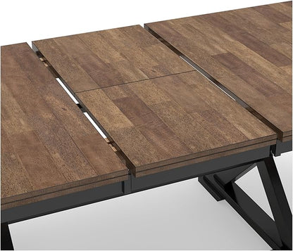 Signature Design by Ashley Wildenauer Farmhouse Dining Extension Table with Self-Storing Butterfly Leaf for 6-8 People, Black & Dark Brown