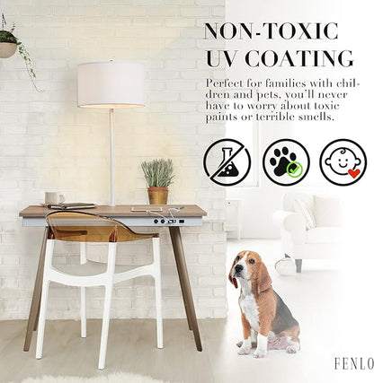 FENLO Future 39" Mid Century Desk for Home Office, Office Table with USB Charging Station, Mid Century Modern Desk with Wireless Charging, USB, and USB-C Ports