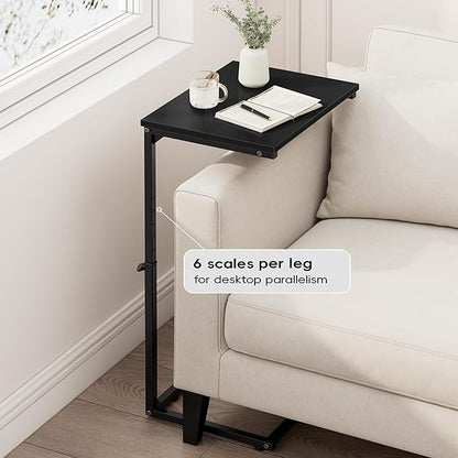 Vagusicc C Shaped End Table for Couch, 33.2'' Extra Tall C Table Adjustable Height Side Table, Small Side Table for Small Spaces, Couch Tables That Slide Under, Tv Tray Table for Living Room, Black