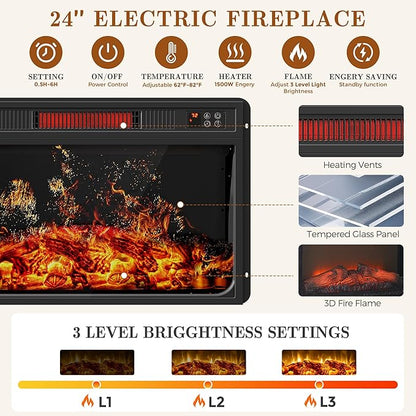 59'' Fireplace TV Stand with 3D Flame Electric Fireplace Heater, 34'' Tall Farmhouse TV Stand for 65 Inch TV, Entertainment Center TV Console with 2 Drawers, Sliding Barn Door for Living Room - Brown