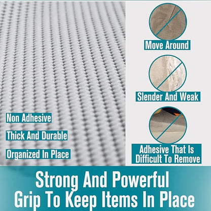 Shelf and Drawer Liner, Non-Adhesive Non Slip and Grip Durable Clean Pad Full Size 17.7 Inches x 20 Feet for Drawers, Shelves, Cabinets, Storage, Kitchen, Desks, Kitchenware, Tableware, Black