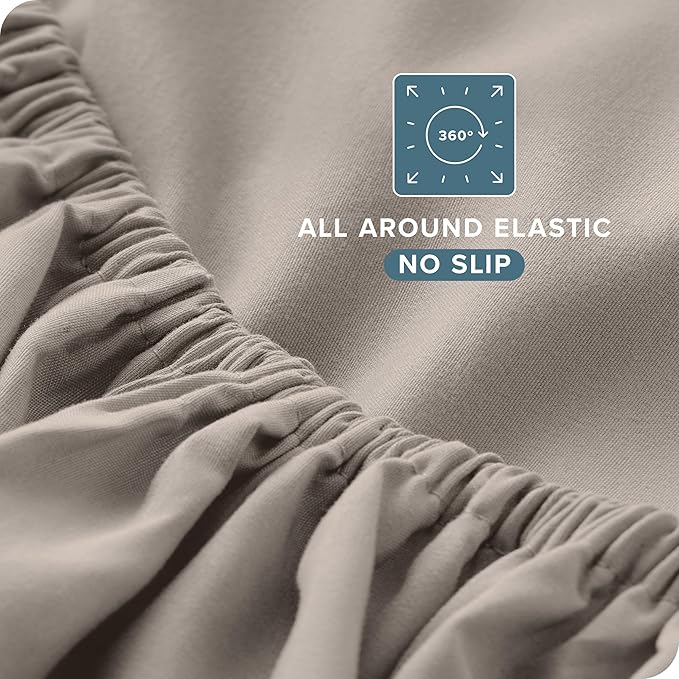 Bare Home King Sheet Set - Luxury 1800 Ultra-Soft Microfiber Queen Bed Sheets - Double Brushed - Deep Pockets - Easy Fit - 4 Piece Set - Bedding Sheets & Pillowcases (King, Khaki)