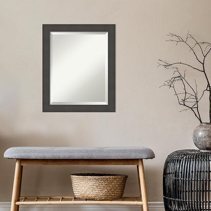 Amanti Art Silver Bathroom Mirror for Over Sink, 24x20 Blaine Light Pewter Narrow Rectangle Vanity Mirror, Small Modern Contemporary Frame, Hangs Horizonally and Vertically, Bathroom Wall Decor