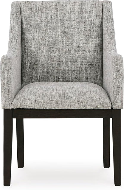 Signature Design by Ashley Burkhaus Traditional Dining Upholstered Arm Chair, 2 Count, Gray & Dark Brown
