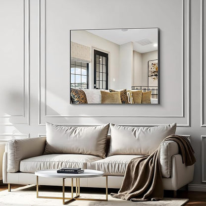 40x48 inch Large Black Bathroom Mirror, Black Rectangle Wall Mirror, Rectangle Mirror for Bathroom Over Sink, Frame Vanity Mirror for Entryway, Living Room, Bedroom, Hangs Horizontally or Vertically