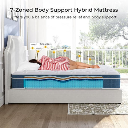 Twin XL Mattress, 10 Inch Hybrid Mattress Twin XL with Individual Pocket Springs and Pressure-Relieving Memory Foam, Breathable, Medium Firm Mattress in a Box 80"x39"x10"