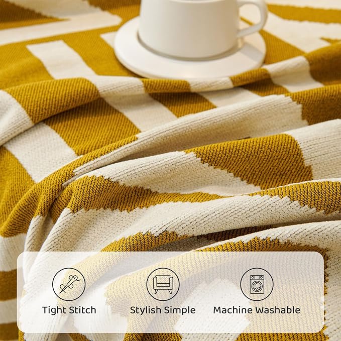 STACYPIK Boho Couch Cover, Ginger Yellow Sofa Cover for L Shaped Pet-Friendly, Reversible Sofa Protector for 3 Cushion Couch, Anti Slip Sofa Cover for Dogs, Washable Jacquard Loveseat Covers-71X134IN