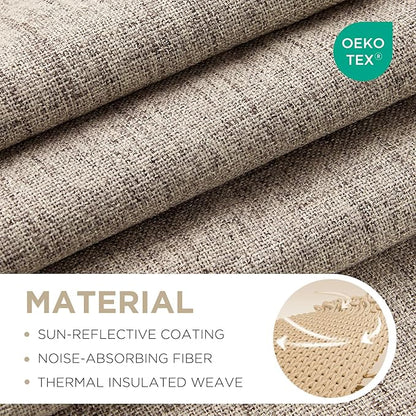 Joydeco 100% Blackout Curtains for Bedroom - Natural Linen Curtains 90 Inch Long, Thermal Insulated 2 Panels Linen Light Blocking Drapes, Rod Pocket & Back Tabs, Darkening Privacy for Living Room