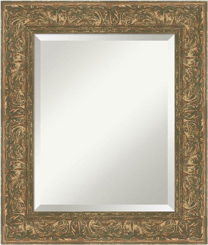 Amanti Art Bronze Bathroom Mirror for Over Sink, 27x23 Luxe Bronze Gold Rectangle Vanity Mirror, Small Traditional Frame, Hangs Horizonally and Vertically, Bathroom Wall Decor, Beveled Edge