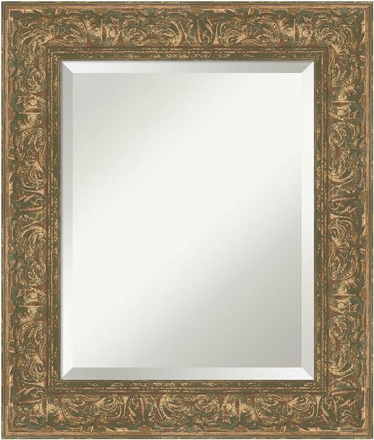 Amanti Art Bronze Bathroom Mirror for Over Sink, 27x23 Luxe Bronze Gold Rectangle Vanity Mirror, Small Traditional Frame, Hangs Horizonally and Vertically, Bathroom Wall Decor, Beveled Edge