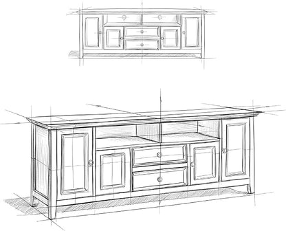 SIMPLIHOME Amherst 72-inch Wide Solid Wood TV Stand in Rustic Natural Aged Brown, Transitional-Style Media Console for Living Room with Cable Management and Adjustable Shelves, Fits 80" TVs