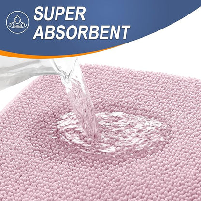 OLANLY Thick Memory Foam Bath Mat Rug 24x16, Extra Soft Absorbent Bathroom Rug, Quick Dry Bath Mats, Non-Slip, Machine Washable Carpet for Bathroom, Tub and Shower, Home Decor Accessories, Dusty Rose