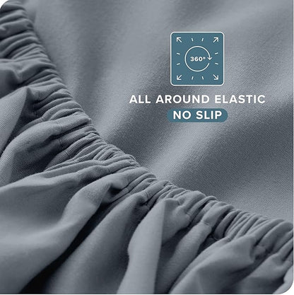 Bare Home Queen Sheet Set - 1800 Ultra-Soft Microfiber Queen Bed Sheets - Double Brushed - Deep Pockets - Easy Fit - 4 Piece Set - Bed Sheets (Queen, Steel Blue)