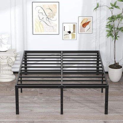 EMODA 20 Inch King Bed Frame No Box Spring Needed, Heavy Duty Tall Metal Platform with Large Storage Space, Noise Free, Easy Assembly, Black