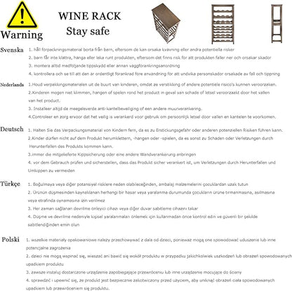 Wine Rack, 6 Tier 24 Bottles Bamboo Wine Organizer Holder, Floor Freestanding Wobble-Free Wine Display Storage Shelf for Kitchen with Tabletop, Grey