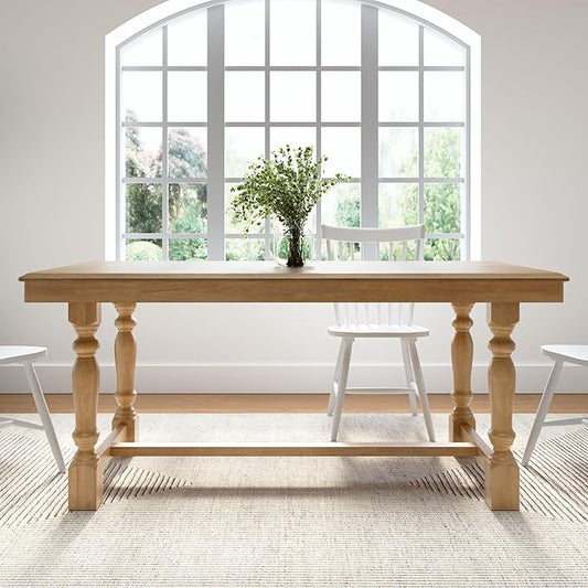 Bush Furniture Rectangular Dining Table, 67 inch Squire Trestle, Farmhouse Decor, Sterling Collection, Light Brown