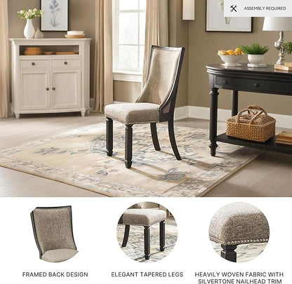 Signature Design by Ashley Tyler Creek Urban Farmhouse Upholstered Dining Chair, 2 Count, Almost Black