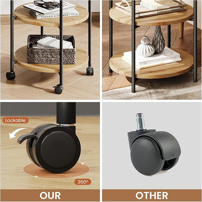 Small Side Table, 3-Tier Side Tables Living Room, Modern End Table Nightstand Bedside Table for Living Room, Bedroom, or Small Spaces-Natural Wood Color